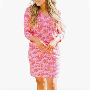 Mary Square Palm Breeze Bright Pink Nylon and Spandex Nantucket Everyday Dress